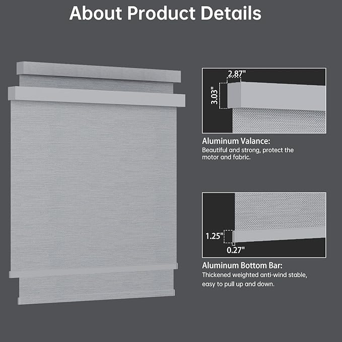 Motorized Blinds with Remote, Blackout Smart Blinds for Windows Automatic Roller Shades Compatible with Alexa, Motorized Shades Customized for Bedroom Home Office (Blackout-Foggy Gray)