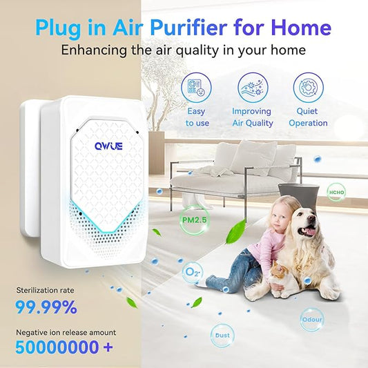 6Pack Air Ionizer for Home Negative Ion Air Purifier Plug In, Mini Filterless Air Freshener Quiet Air Cleaner Portable Air Purifiers Odors Smoke for Home Office, Bedroom, Bathroom