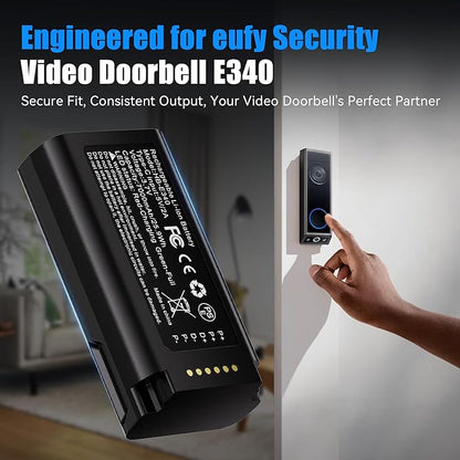 Fulpower 1-Pack 7000mAh High Capacity Rechargeable Battery Compatible with eufy Security Video Doorbell E340, Quick-Release Design, with USB-C Charging Cable