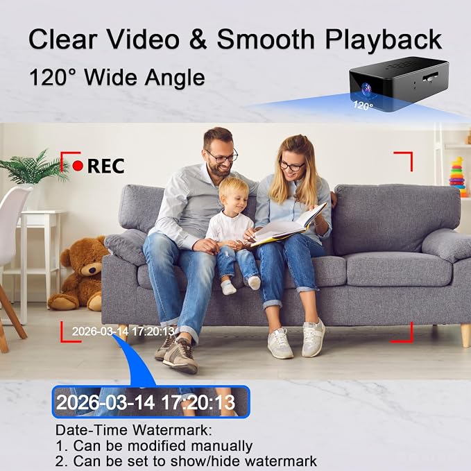 Mini Camera 1080P HD - No WiFi Camera - Portable Tiny Video Recorder with Loop Recording, Rechargeable Small Camera for Travel, Office, Warehouse(No App, No Bluetooth)