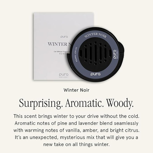 Pura Car Scent Refill - Fragrance for Pura Car Diffuser - Clean & Safe Luxury Diffuser Scent - Long-Lasting Fragrance for 30 Days of Aroma - Must-Have - Winter Noir