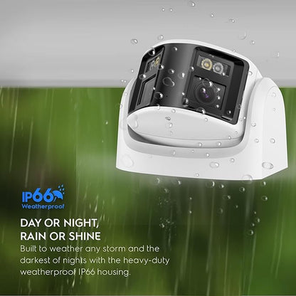 Acusense 8MP Dual Lens PoE IP Camera Outdoor Compatible with Ⲏіkconnect/ iVMS4200/ Guarding Vision, 180° Panoramic Wide Angle, Smart IR & White Light Night Vision, Plastic Casing IP Ethernet Cameras