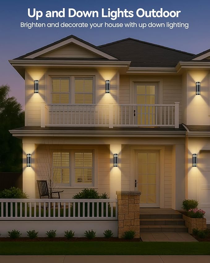 KIZON Outdoor Wall Lights with Dusk to Dawn Sensor, Cylinder Outdoor Light Fixture Wall Mount, Matte Black Porch Light Bulbs Included, Outdoor Wall Sconce for House Garage Patio, ETL Listed