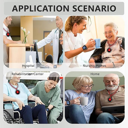 Call Button for Elderly at Home Wireless Caregiver Pager Watch Long Range Nurse Alert System Waterproof Emergency SOS Call Bell for Senior/Patient/Disabled with 2 Panic Button and 1 Wrist Receiver