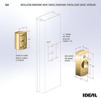 Ideal Security Model GLK Deadbolt for Storm and Screen Doors, Key Lock, White (2-Piece Set)