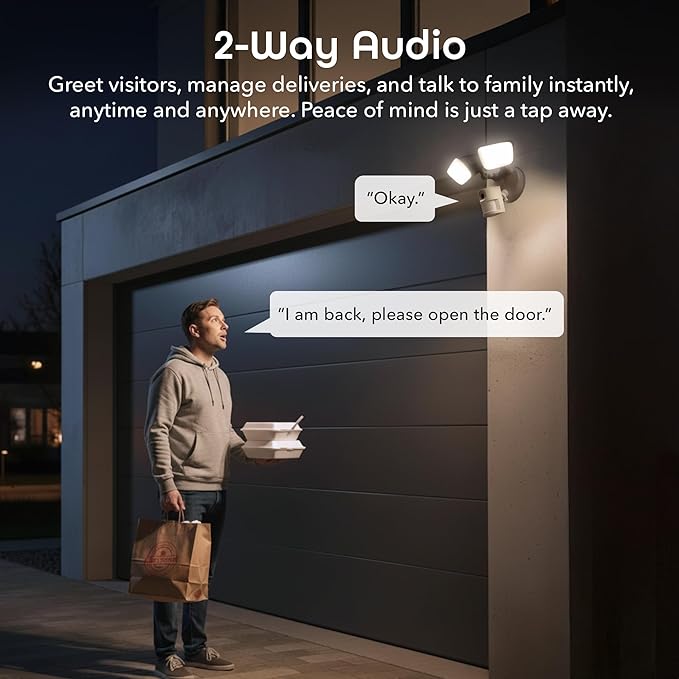 Geeni Lighthawk Smart Floodlight Camera - 3MP Ultra-HD Video, 1800 Lumens, Motion-Activated Security Light, Two-Way Audio, & Built-in Siren - Hardwired Outdoor Surveillance - Dual-Band 2.4/5GHz Wi-Fi