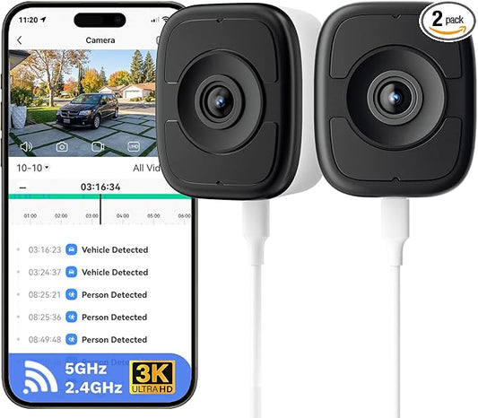 LongPlus 5MP 3K Window Cameras for Home Security, 2 Pack Safeview Camera
