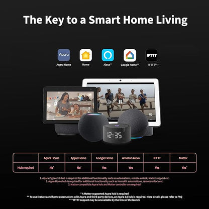 Aqara Smart Lock U100, Fingerprint Keyless Entry Door Lock with Apple Home Key, Touchscreen Keypad, Bluetooth Electronic Deadbolt, IP65 Weatherproof, Supports Apple HomeKit, Alexa, Google, IFTTT, Gray