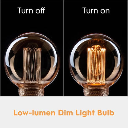 Globe Edison LED Light Bulb, Vintage Decorative Dimmable Bulb, Small Round Glass Cover, 3.5W Low Lumen Eye-Caring Soft Dim Lighting for Mood(Not Daylight White), E26 Medium Base, Amber RN G80