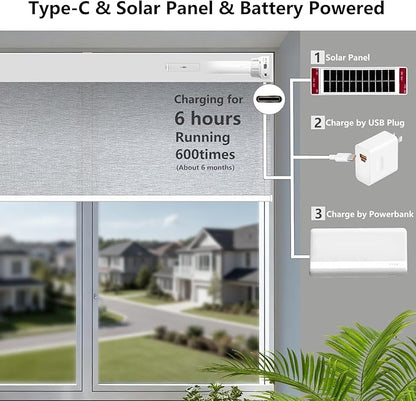 Motorized Light Filtering Roller Shades – Smart Electric Blinds for Living Room, Alexa Google Home Siri, Matter Compatible, Custom Window Shades, Cordless Rechargeable