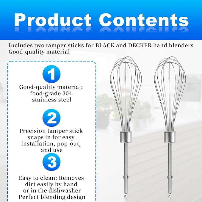 2pcs Hand Mixer Beaters Attachments Compatible with MX600B MX3200B MX1500W | Hand Mixer Beaters Attachments Compatible with MX Series Electric Hand Mixers for Cooking and Baking