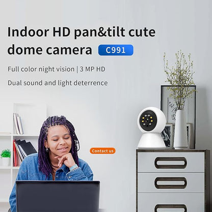 EVERSECU HD 2K 3.0MP WiFi Home Security Camera, Pan/tilt, Humanoid Auto Tracking, 2 Way Audio, Night Vision, Compatible with Alexa, Baby Monitor Elder Pet Camera