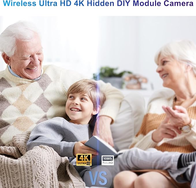 Real Full-4K-HD-Mini-Camera, DIY Module Tiny Wireless Remote Control Nanny Security Cam with Motion Detection, Smart Home Surveillance Device (Don't Support Wi-Fi and Not Include SD Card)