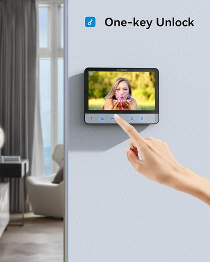 Tmezon Wired Video Intercom System, 7 Inch Ring Video Doorbell with Night Vision Support Remote Unlock, Dual-Way Intercom for Villa House Office Apartment with 1-Camera and 2-Monitor