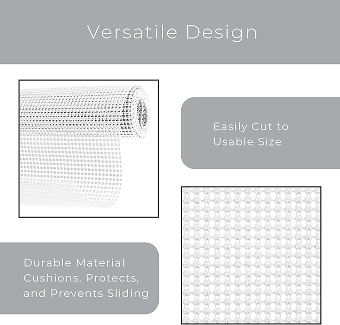 Smart Design Classic Grip Shelf Liner – 18in x 5ft – Non-Adhesive Drawer Liner with Strong Grip Helps Protect and Personalize Your Home Organization and Storage – White