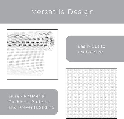 Smart Design Classic Grip Shelf Liner – 18in x 5ft – Non-Adhesive Drawer Liner with Strong Grip Helps Protect and Personalize Your Home Organization and Storage – White