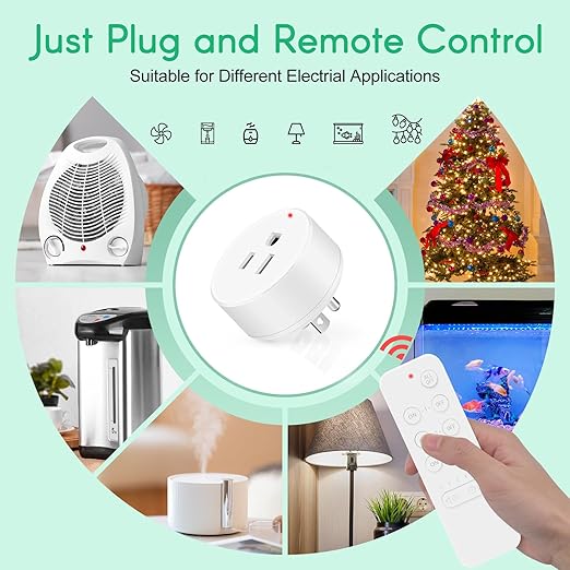 NineLeaf Wireless Control Countdown Outlet for Christmas Decor, Programmable and Expandable Electrical Switch, 500FT Range, 125V/15A/1875W Light Switch, 3Remote and 5Outlets