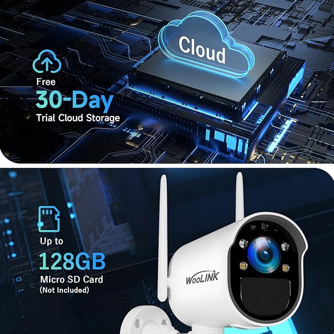 WOOLINK Solar Security Cameras Wireless Outdoor with Solar Panel, 2.4GHz WiFi Cameras for Home Security with PR 225°, AI Detection, 1080P Color Night Vision, SD/Cloud, IP65 Waterproof, 2-Way Talk
