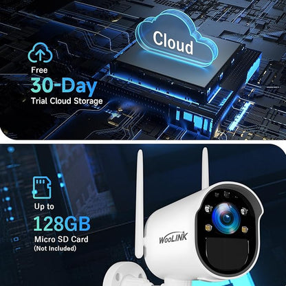 WOOLINK Solar Security Cameras Wireless Outdoor with Solar Panel, 2.4GHz WiFi Cameras for Home Security with PR 225°, AI Detection, 1080P Color Night Vision, SD/Cloud, IP65 Waterproof, 2-Way Talk