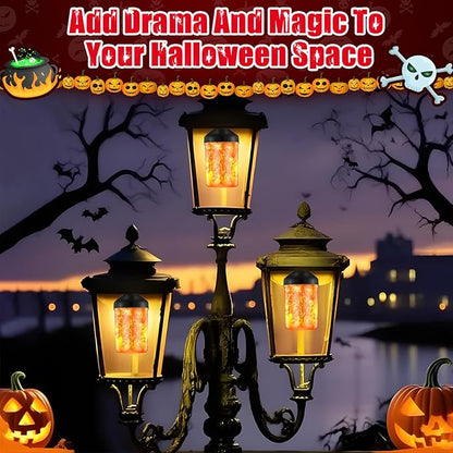 VIHOSE Upgraded Dusk to Dawn LED Flame Light Bulbs Outdoor,E26 Flickering Light Bulbs with Upside Down Effect, Fire Bulb for Christmas Halloween Patio Porch Outdoor Decor, 25, 000 Hours, 2 Pack