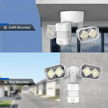 SANSI 28W 3500LM Motion Sensor Outdoor Lights, Flood Lights Outdoor Motion Sensor Security Lights Detector with 4 Mode 350W Equiv 5000K, IP65 Waterproof for Soffit, Garage, Yard (White) Hardwired