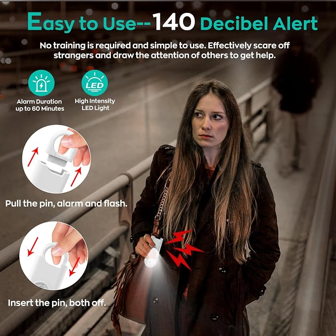 Fauxomor 140dB Personal Safety Alarm for Women 3pack Self Defense Keychain
