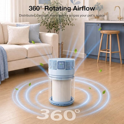 PETGUGU Air Purifiers for Home Bedroom Dorm with 360° Rotating Transparent Pre-Filter Pet Air Purifier H13 HEPA Air Quality Monitor Pet Hair Filter App Control