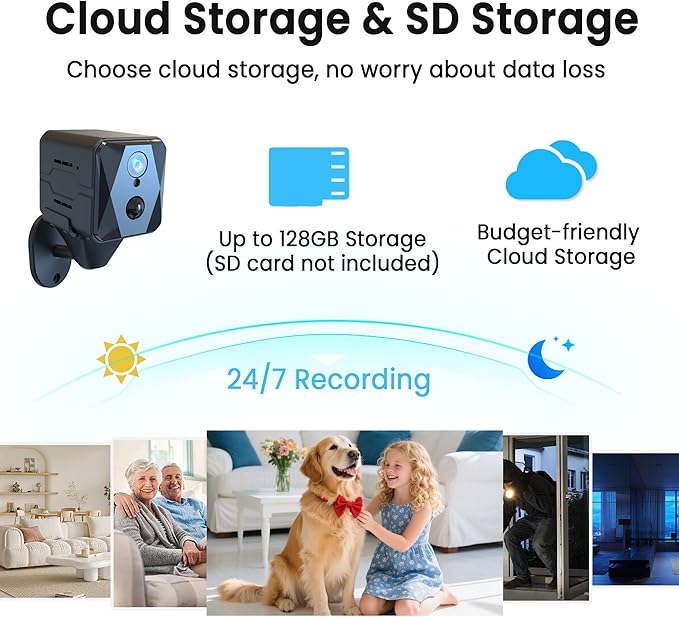vebiliki Security Camera, 4K WiFi Camera with TF Card, Indoor Security Camera with AI Motion Detection, Auto Night Vision Nanny Cam, Cloud & TF Card Storage, 100-Day Standby Cameras for Home Security