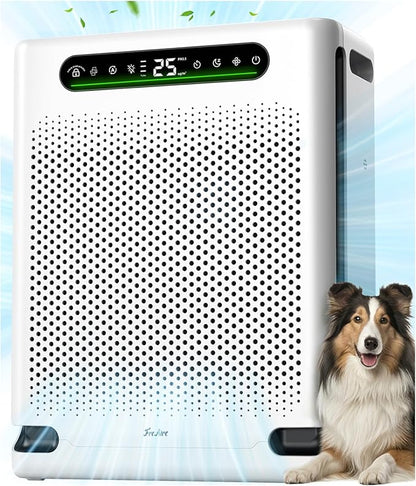 FreAire Air Purifiers for Home Large Room Up to 2600 Ft², HEPA Air Purifier with Washable Filter & Air Quality Display, Powerful Turbo Mode Air Cleaner for Pet Hair Odors Smoke Dust, HAP605