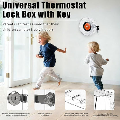Round Thermostat Lock Case with Key, Upgraded,Thermostat Cover Universal, Thermostat Lock Case Clear, Wall Thermostat Guard, Fits Round Nest Thermostat(3.5x3.5x1.9 in) or Smaller