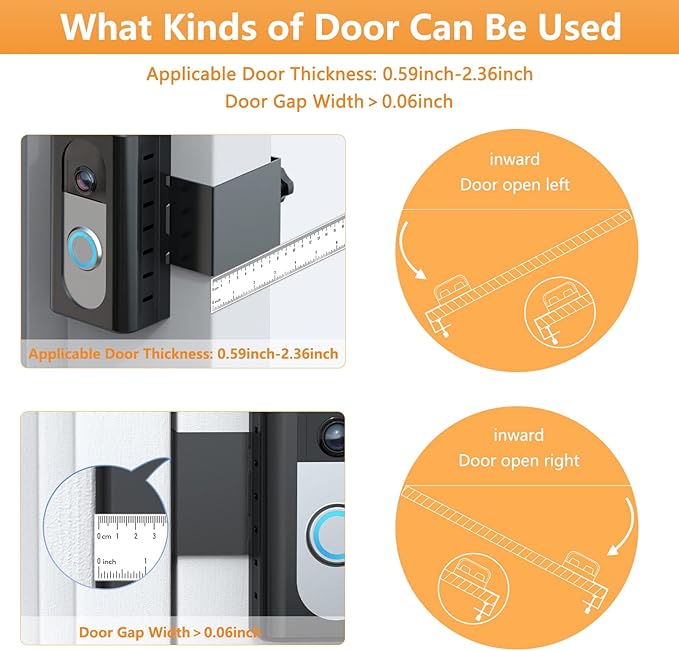 QIBOX Anti-Theft Video Doorbell Mount Compatible with Video Doorbell 4/3/3 Plus/2/1/(2020 Release), Adjustable No-Drill Mounting Bracket Wedge Adapter Holder Accessories for Home Rentals Office Room