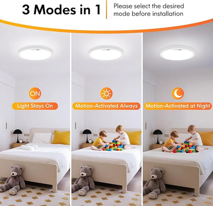 Brightever 2 Pack Motion Sensor Ceiling Light Wired, 2700K/4000K/6500K Small LED Flush Mount Light Fixture, 7 Inch 15W Selectable Motion Activated Closet Lights with Timer for Hallway, Non-Dimmable