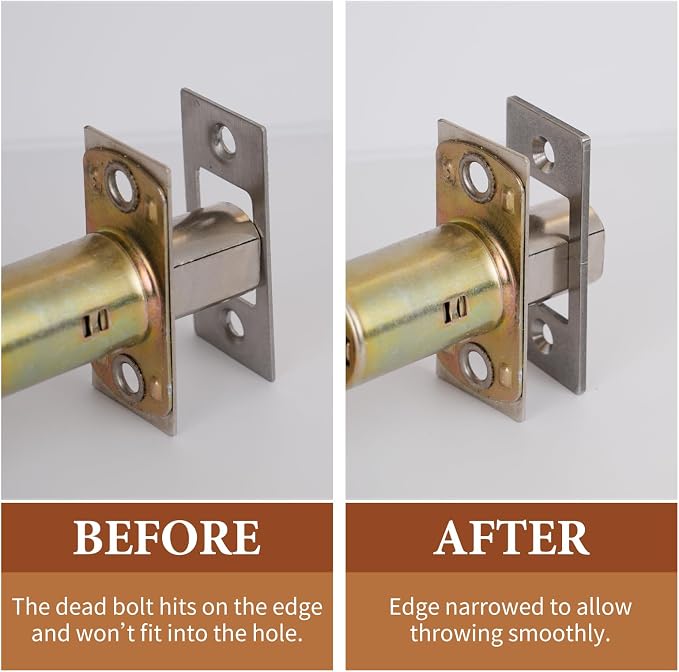 Deadbolt Restorer Strike Plate, Fix Dead Bolt Misalignment/Sticking/Jamming, Large Hole and Narrow Edge Frame Striker for Door Latch (1, Silver) | Narrow Edge & Large Hole, 2-1/4"H x 1"W, 1-5/8” Screw Hole Spacing, Stainless Steel, Enlarged Opening for...
