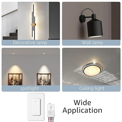 NineLeaf Wireless Light Switch and Receiver Kit, No Wiring RF Remote Control Switch, 1300FT Range, Programmable & Expandable,for Lights, Ceiling Fans, Lamps, 1000W LED(1Switch 3Receivers)