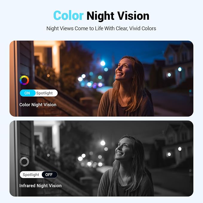 Techage 2K Solar Security Cameras Wireless Outdoor, 2K Battery Powered WiFi Cameras for Home Security with AI Motion Detection, Color Night Vision, 2-Way Talk, IP66 Waterproof, Cloud/SD Storage 2 Pack
