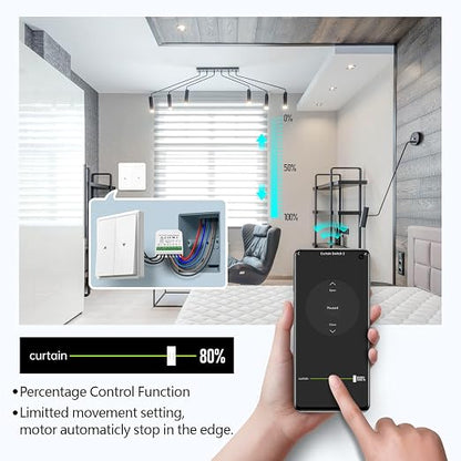 DieseRC 5pcs Wireless Smart Roller Shutter Controller with 1pcs RF Remote Control, Compatible with Google Home/Alexa APP Control and Manual Switch, Electric Motor WiFi Switch