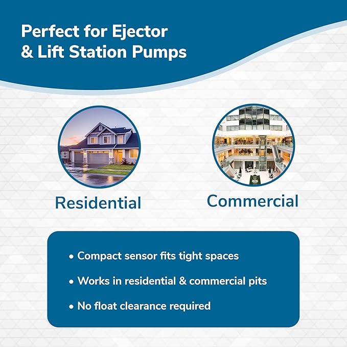 HC5000T Electronic Sewage Pump Switch, 12ft Cord - No Pit Entry, Smart Alarm System Water Sensor for Sump Pump - Compatible with All Pumps & Pit Sizes - Prevents Flooding in Basements, Lift Stations