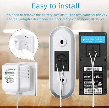 24V Doorbell Transformer Compatible with Nest Honeywell Ecobee Sensis All Models of Ring Doorbells Thermostats Power Adapter (33FT White, 12.0, Watts)