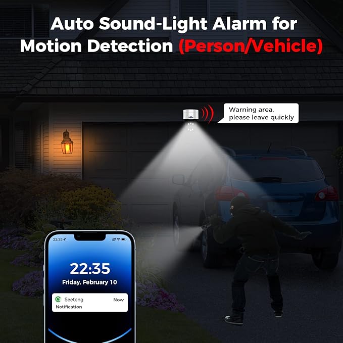 Hiseeu 330° View 4K 8MP PoE PTZ Security Camera Outdoor, Home Security Cameras, 2 Way Audio, Spotlight&Sound Alarm,Color Night Vision, Human&Vehicle Detect, Remote Access