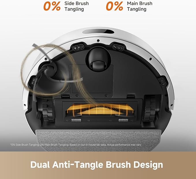 DREAME D20 Air Plus Robot Vac and Mop Combo with 20,000Pa Suction, Anti-Tangling Tech, Auto-Emptying Dock, Deep Carpet Cleaning and Smart Navigation White