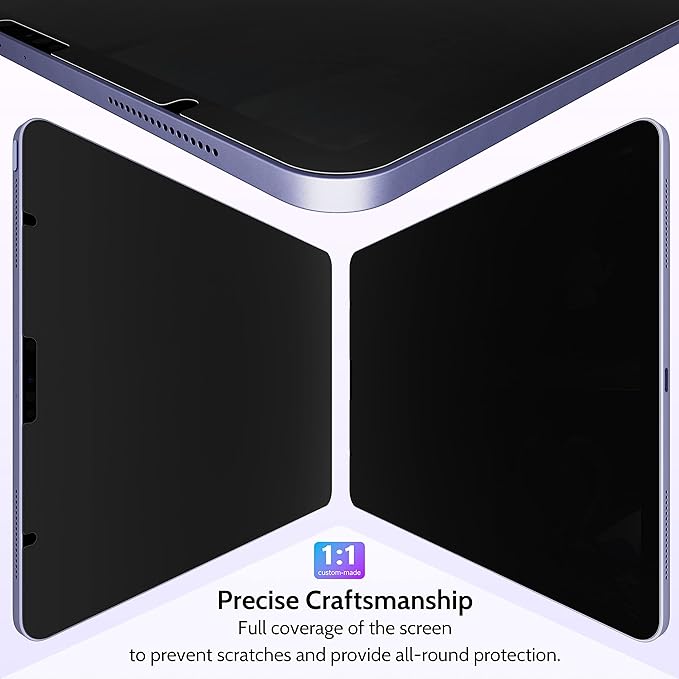 Peslv Privacy Screen Protector for iPad 10th 2022 10.9" & iPad 11th A16 2025 11", Anti Blue Light Glare Spy Private Filter, High Sensitive Bubble-Free Easy Install Black Security Screen