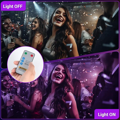 38W LED Black Light Bar Blacklight Bars with Plug and Switch Light Up 22x22ft Area for Glow Party Halloween Parties Bedroom Decorations Stage Lighting -1pack Carrying a Remote Control