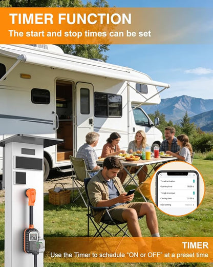 GEARGO First RV Surge Protectors 50 Amp with App Control & Smart LED Display,Smart 50 Amp RV Surge Protector with Real Time KWH, Voltage Monitor, 18000 Joules LED Display Circuit Analyzer for Camper