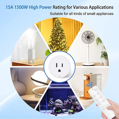 Remote Control Outlet, GREENCYCLE Remote Timer Switch, Plug in Light Switch Outlet, 500ft Range, 15A/1500W, for Lights, Fans, Christmas Lights, Household Appliance