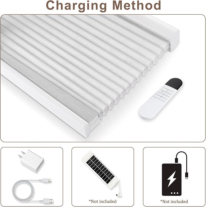 Godark Motorized Light Filtering Cellular Shades Compatible with Alexa/Google Home Electric Blinds Smart Honeycomb Shades for Windows Automatic Blinds with Remote Custom Size-White