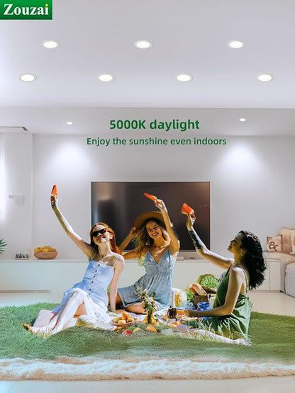 zouzai 20 Pack 6 Inch Ultra-Thin LED Recessed Ceiling Light with Junction Box 5000K Daylight Adjustable Dimmable Can-Killer Downlight - ETL and Energy Star Certified