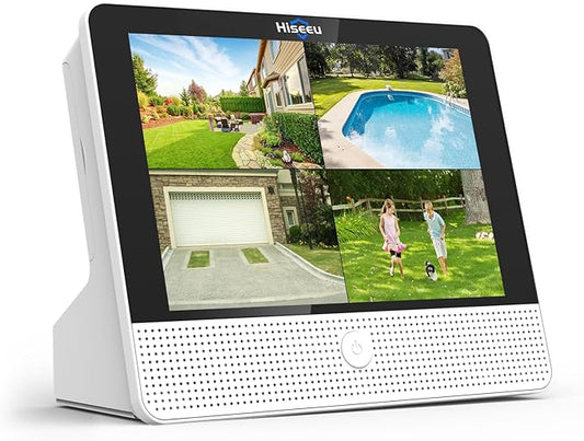 Hiseeu 4K PoE NVR Network Video Recorder,All-in-One 12" Monitor for Home Security Camera System,Support 4K/5MP/4MP/3MP/1080P PoE Camera,Motion Detect,24/7 Recording,Smart Playback,No HDD