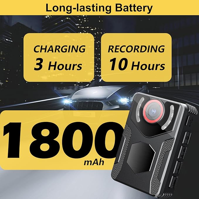 Body Camera with Audio and Video Recording: 1080P FHD Body Cam with Night Vision, 10HR Battery, 2.0" Screen, 128GB Wearable Camera, Bodycam for Traveling, Law Enforcement, Outdoors Activities