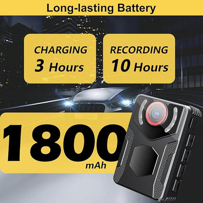 Body Camera with Audio and Video Recording: 1080P FHD Body Cam with Night Vision, 10HR Battery, 2.0" Screen, 128GB Wearable Camera, Bodycam for Traveling, Law Enforcement, Outdoors Activities