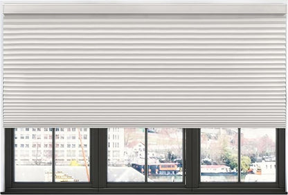 BlindsAvenue Simply Motorized Cellular Shades with Remote Control, Automatic Electric Cordless Wireless Blinds for Indoor Window, Blackout Blind, Color: White Dove, Size: 51.5" W x 48" L